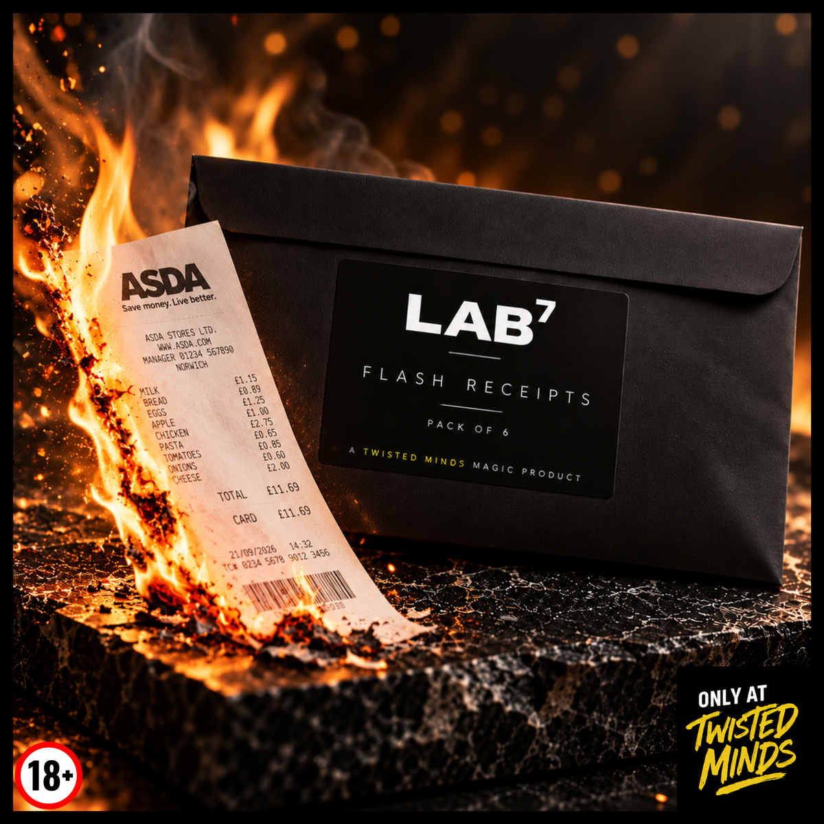 Flash paper Receipts by Lab7 and Twisted Minds Magic. Premium flash paper for magicians