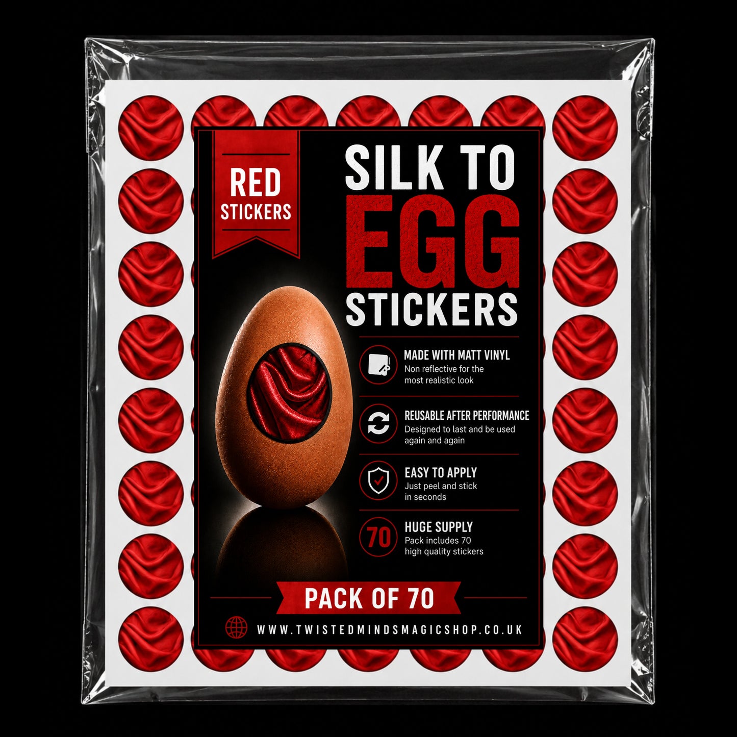 Stickers for the Silk to Egg magic trick