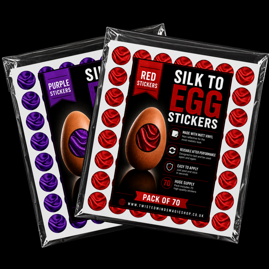 Enhance your silk to egg routine with Silk to Egg stickers. Realistic stickers that actually look like a hole with a silk stuffed inside. Take your silk to egg routine to a higher level with the incredible stickers. Pack contains 70 reusable stickers.
