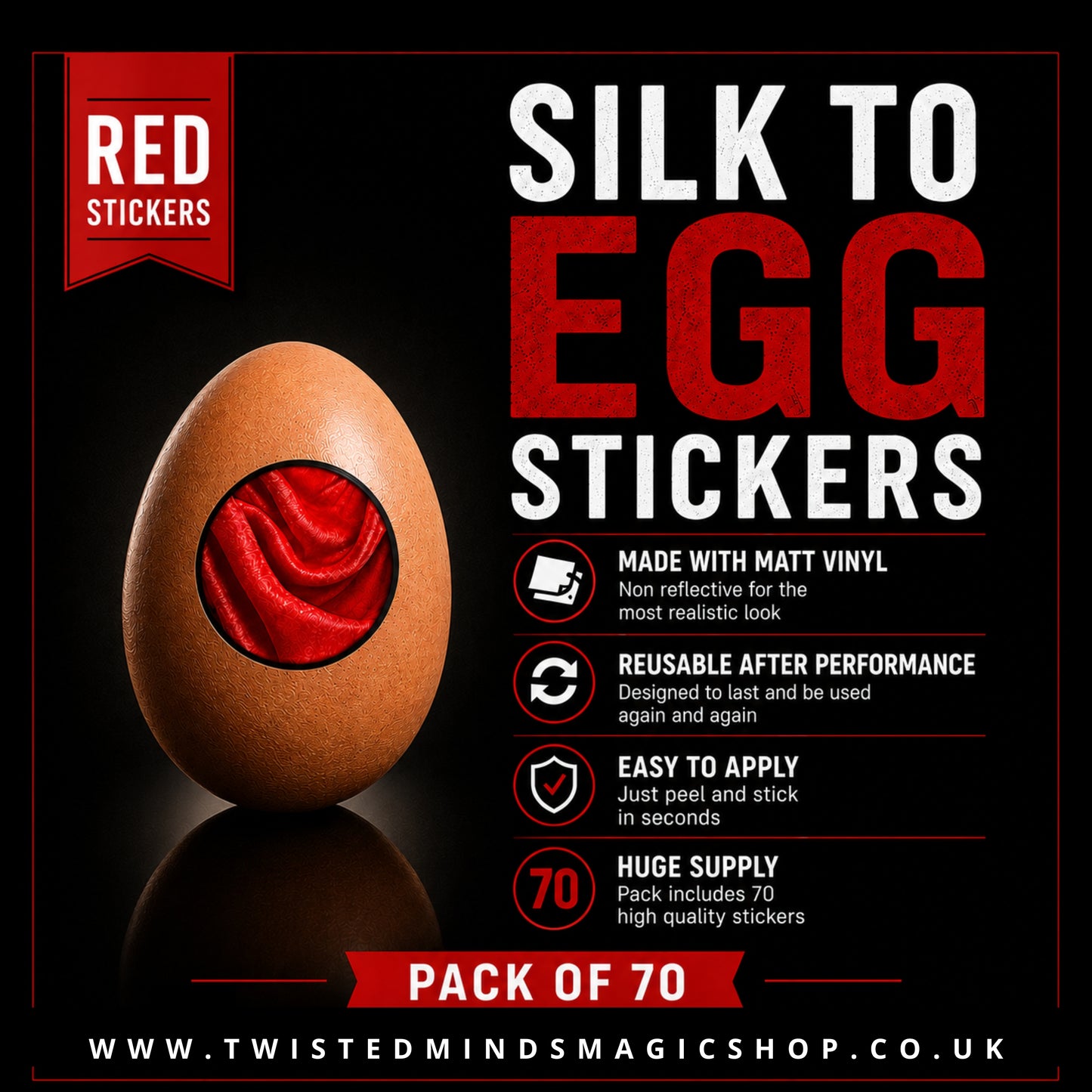 Silk to Egg Stickers (RED) Pack of 70
