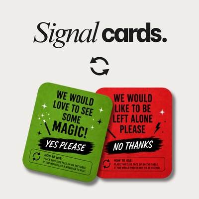 Signal cards by twisted minds magic puts your guests in control of the evening.