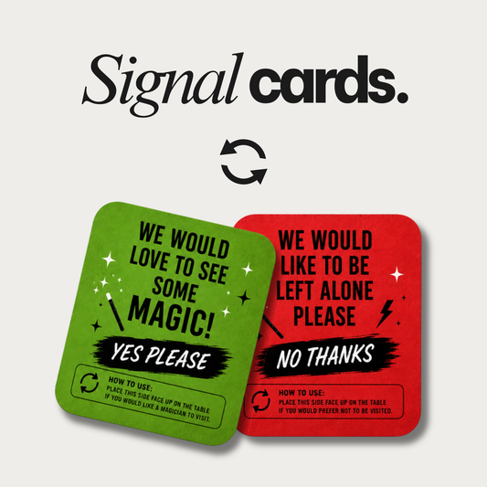 Signal cards by twisted minds magic puts your guests in control of the evening.