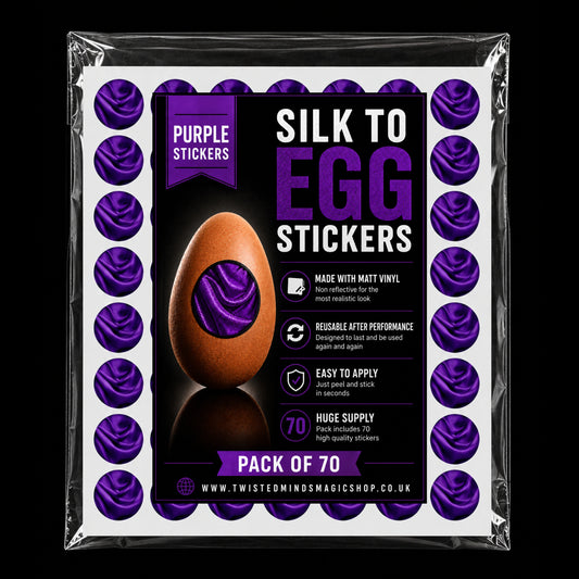 Silk to egg stickers magic trick